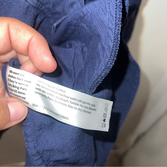 Eileen Fisher Navy Blue Organic Cotton Anorak Hooded Jacket S - Picture 5 of 5